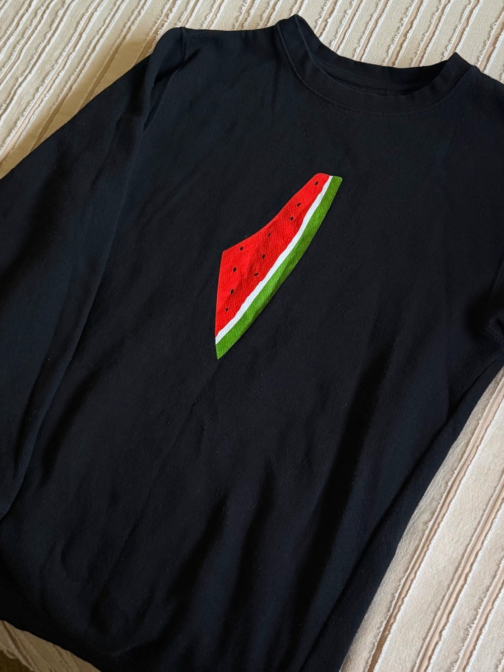 Wear the Peace: Black Crew Neck with Watermelon
